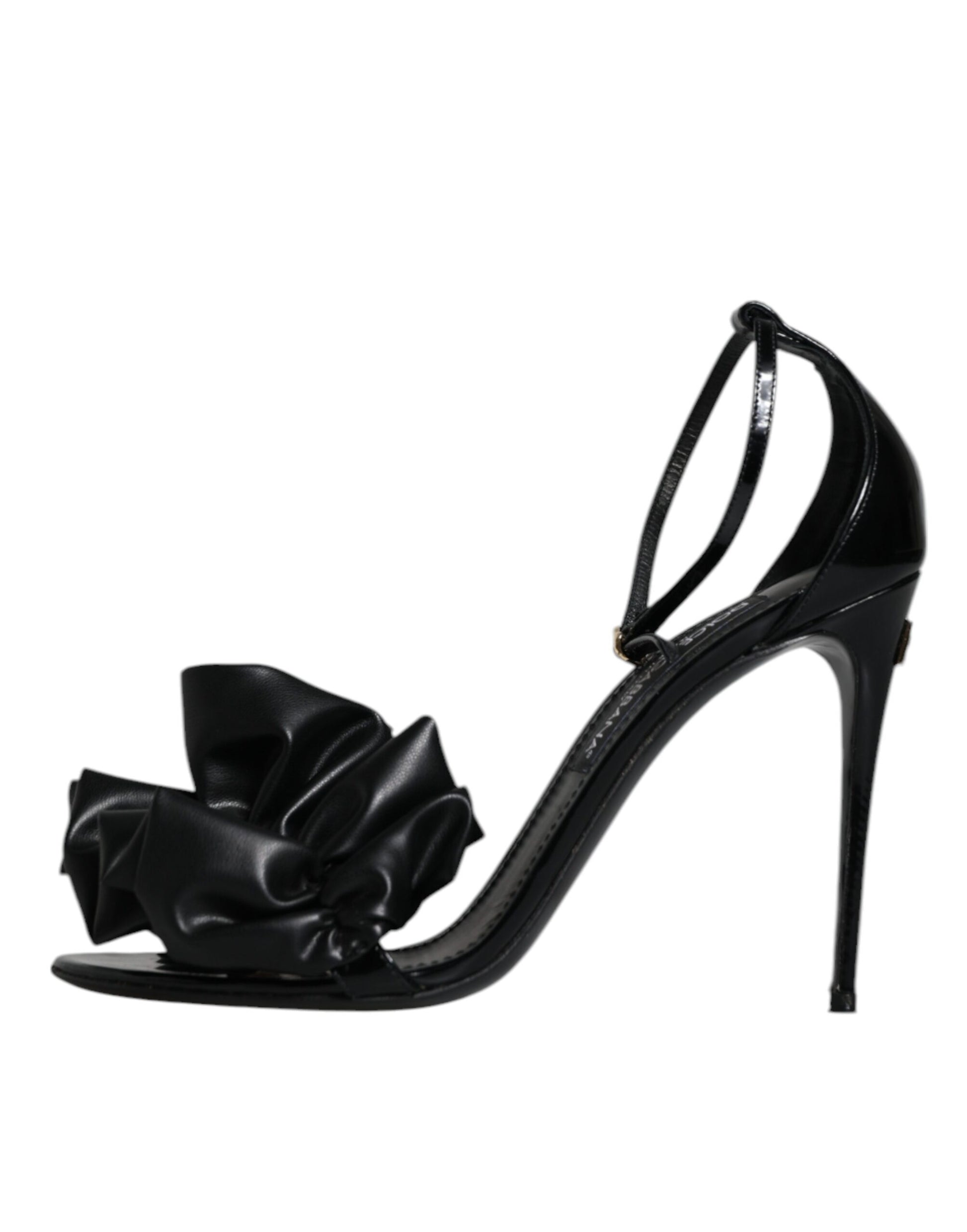 Dolce & Gabbana Black Leather Ankle Strap Heel Sandals Shoes by Dolce & Gabbana