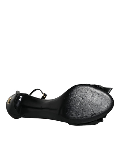 Dolce & Gabbana Black Leather Ankle Strap Heel Sandals Shoes by Dolce & Gabbana