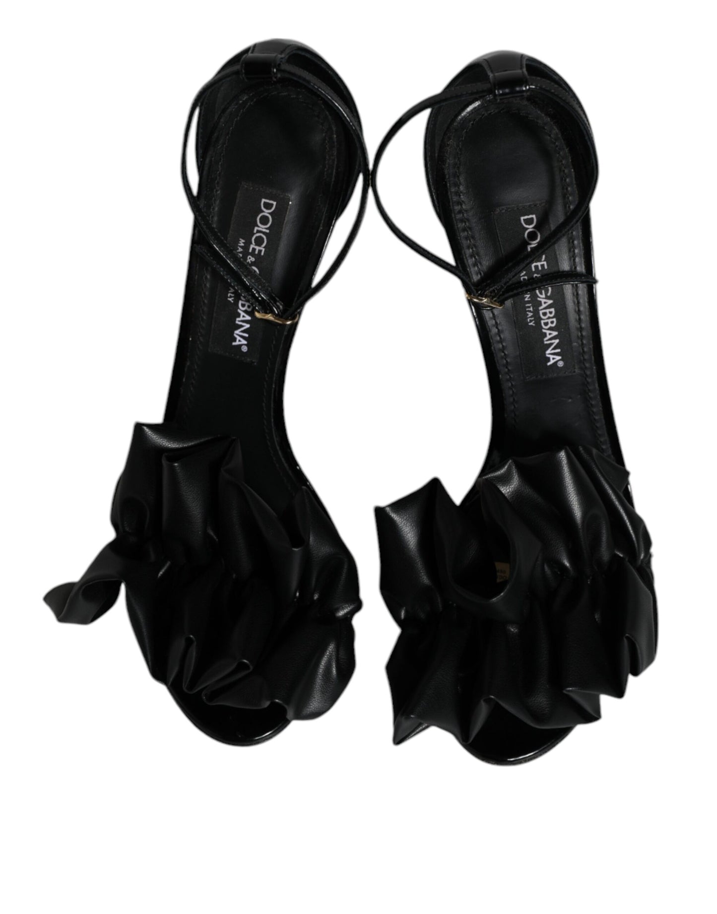 Dolce & Gabbana Black Leather Ankle Strap Heel Sandals Shoes by Dolce & Gabbana