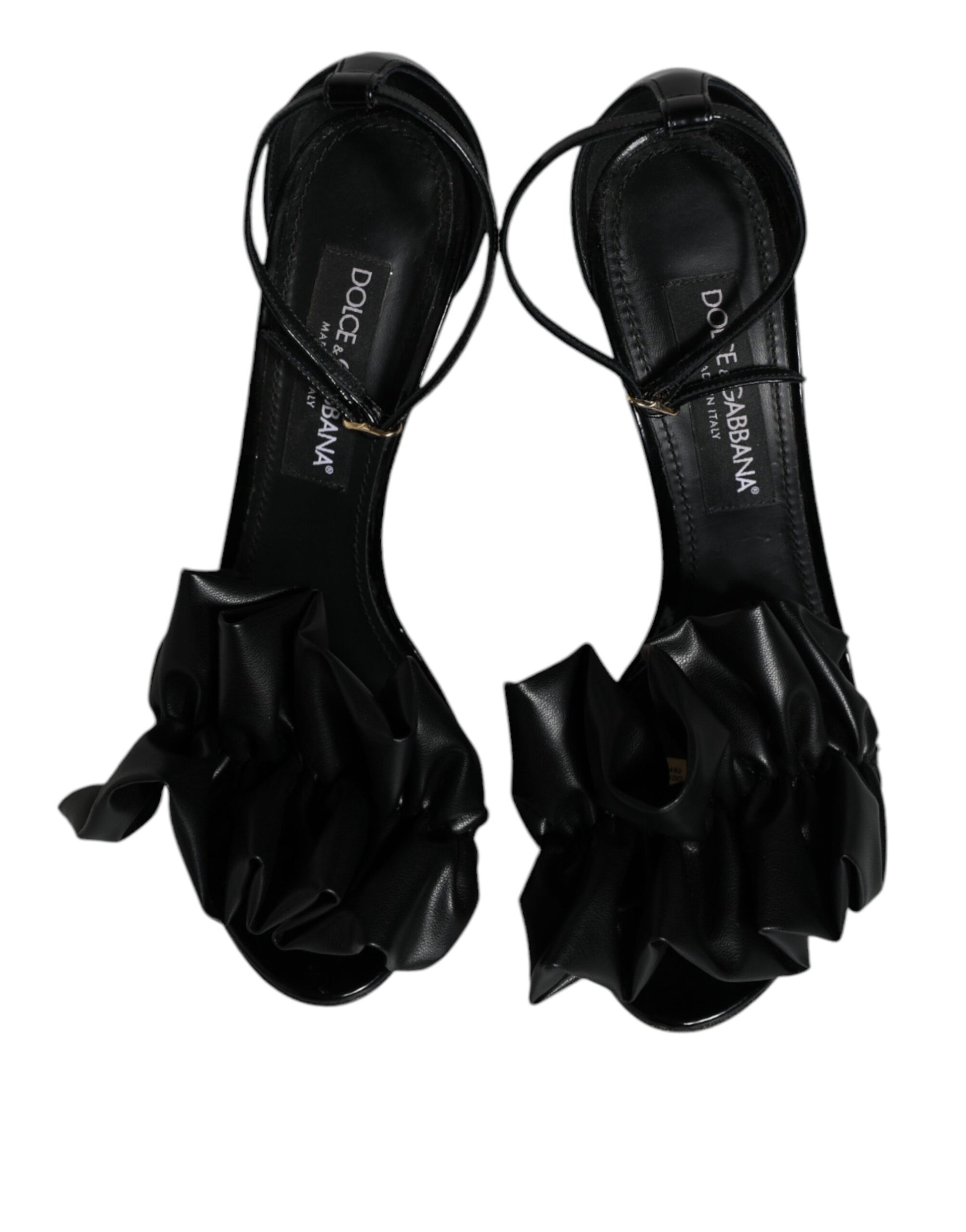 Dolce & Gabbana Black Leather Ankle Strap Heel Sandals Shoes by Dolce & Gabbana