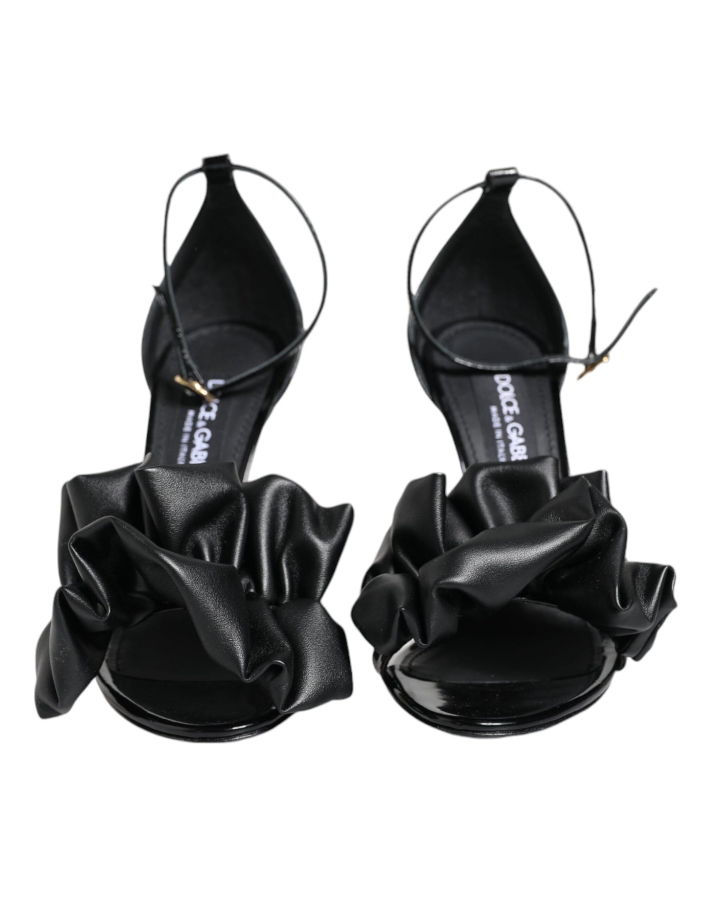 Dolce & Gabbana Black Leather Ankle Strap Heel Sandals Shoes by Dolce & Gabbana