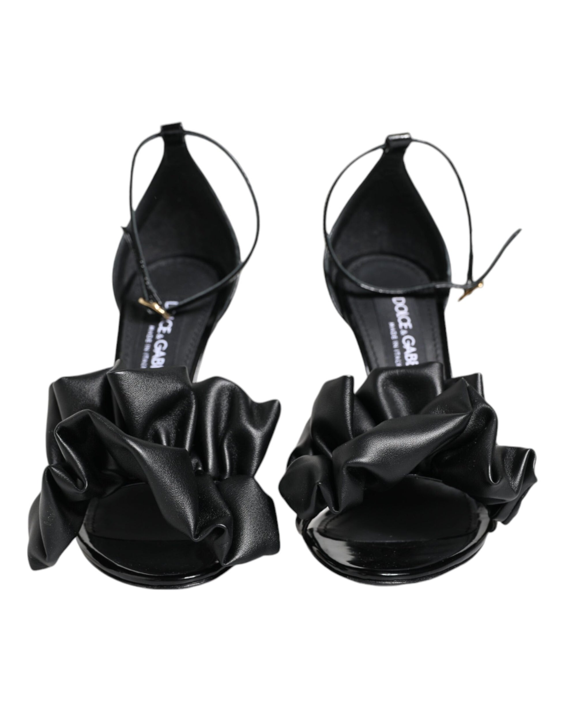 Dolce & Gabbana Black Leather Ankle Strap Heel Sandals Shoes by Dolce & Gabbana