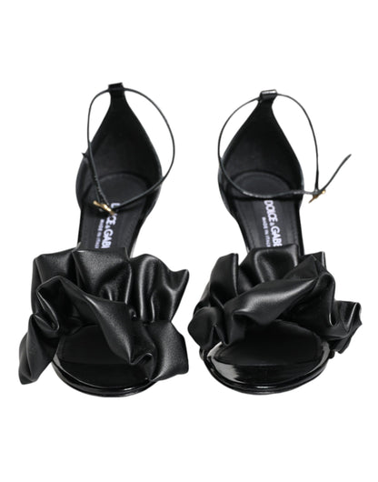 Dolce & Gabbana Black Leather Ankle Strap Heel Sandals Shoes by Dolce & Gabbana