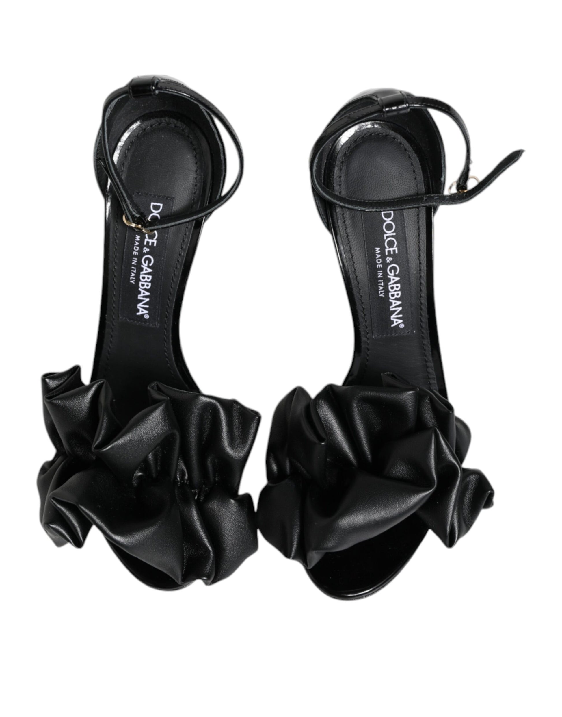 Dolce & Gabbana Black Leather Ankle Strap Heel Sandals Shoes by Dolce & Gabbana