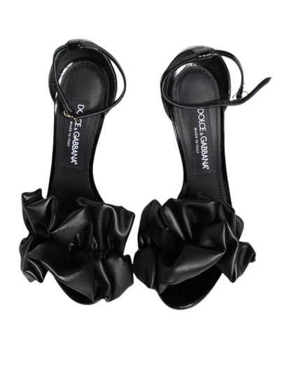 Dolce & Gabbana Black Leather Ankle Strap Heel Sandals Shoes by Dolce & Gabbana