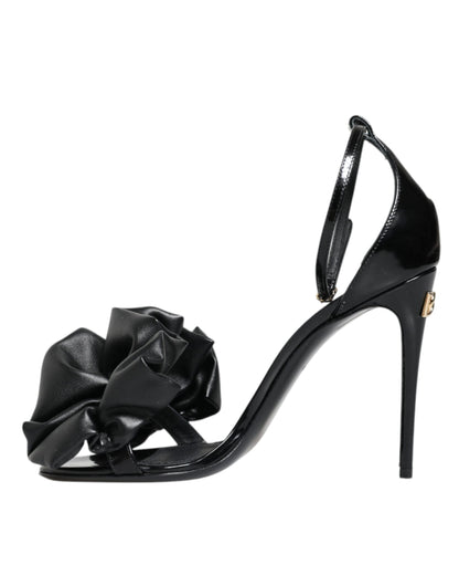 Dolce & Gabbana Black Leather Ankle Strap Heel Sandals Shoes by Dolce & Gabbana