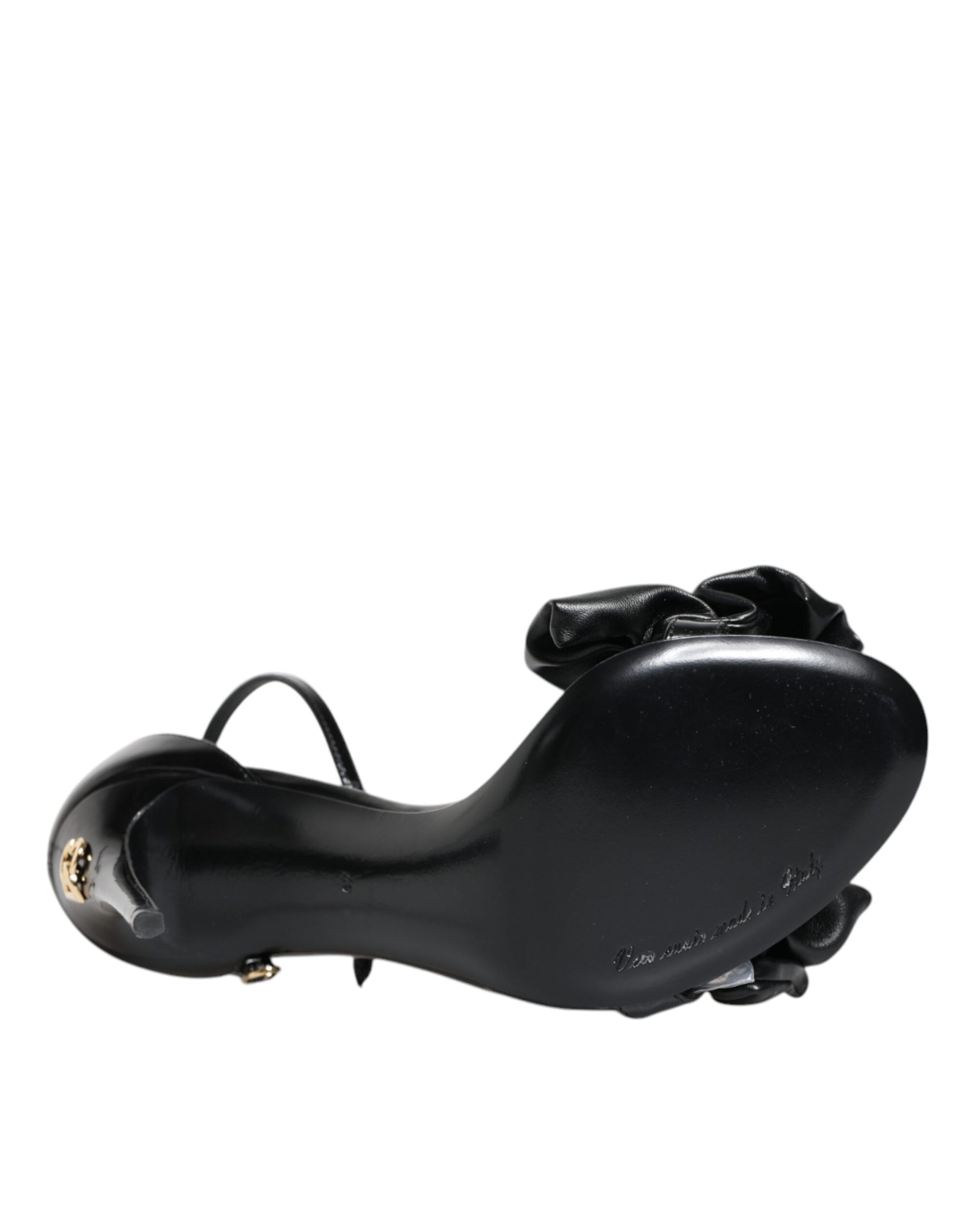 Dolce & Gabbana Black Leather Ankle Strap Heel Sandals Shoes by Dolce & Gabbana