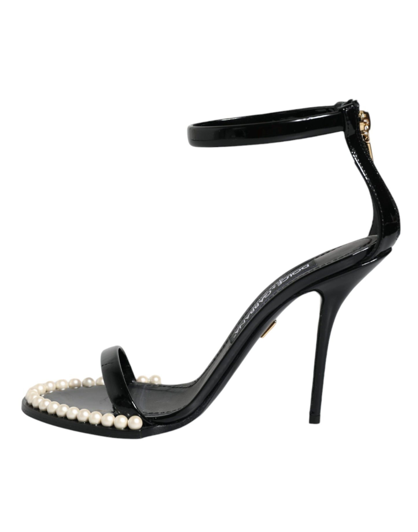 Dolce & Gabbana Black Keira Leather Faux Pearl Sandals Heels Shoes by Dolce & Gabbana