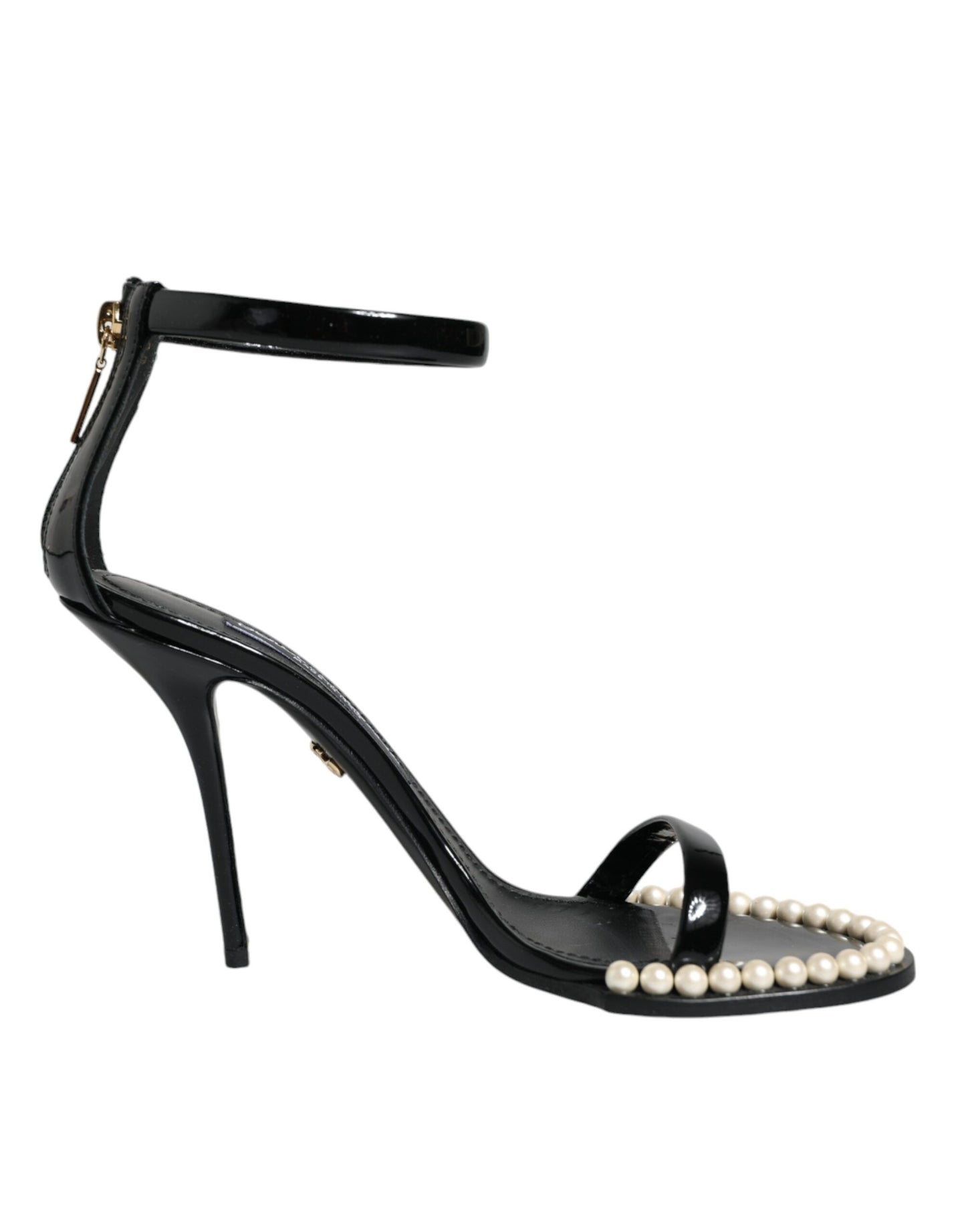 Dolce & Gabbana Black Keira Leather Faux Pearl Sandals Heels Shoes by Dolce & Gabbana