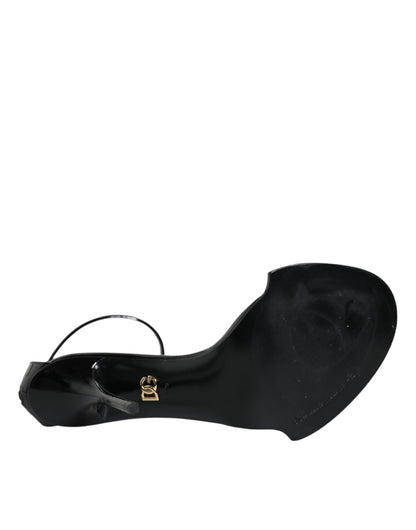 Dolce & Gabbana Black Keira Leather Faux Pearl Sandals Heels Shoes by Dolce & Gabbana
