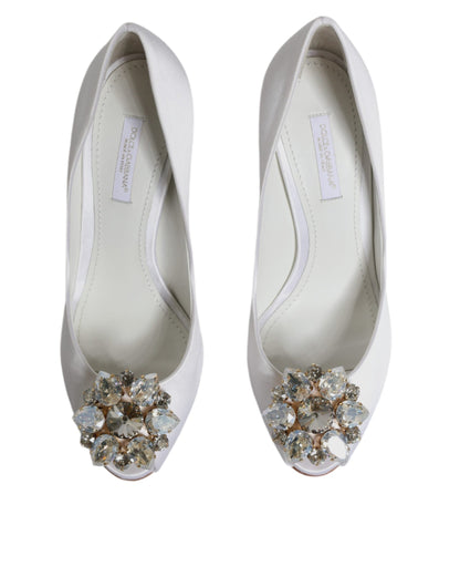 Escarpins Dolce &amp; Gabbana en satin à bout ouvert et cristaux blancs