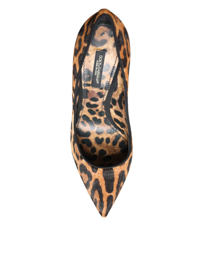 Escarpins à talons en poil de veau léopard marron Dolce &amp; Gabbana