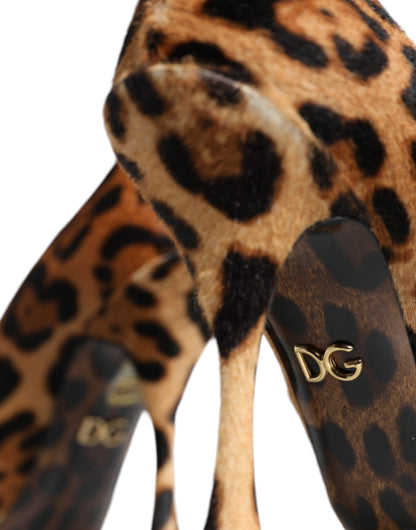 Escarpins à talons en poil de veau léopard marron Dolce &amp; Gabbana