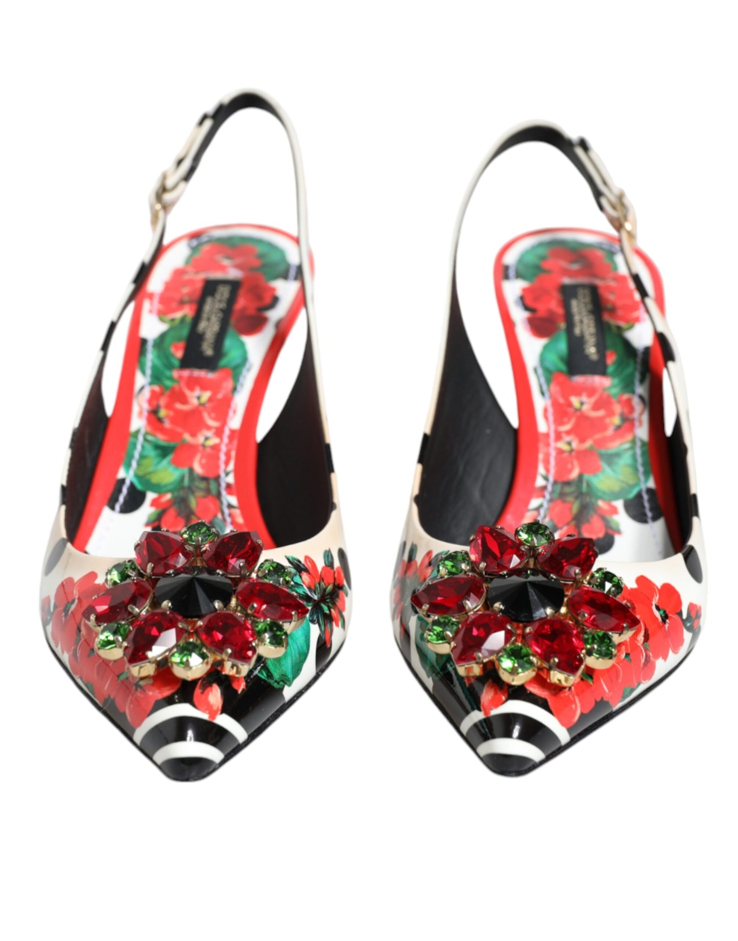 Dolce & Gabbana Multicolor Crystal Heels Slingback Shoes by Dolce & Gabbana