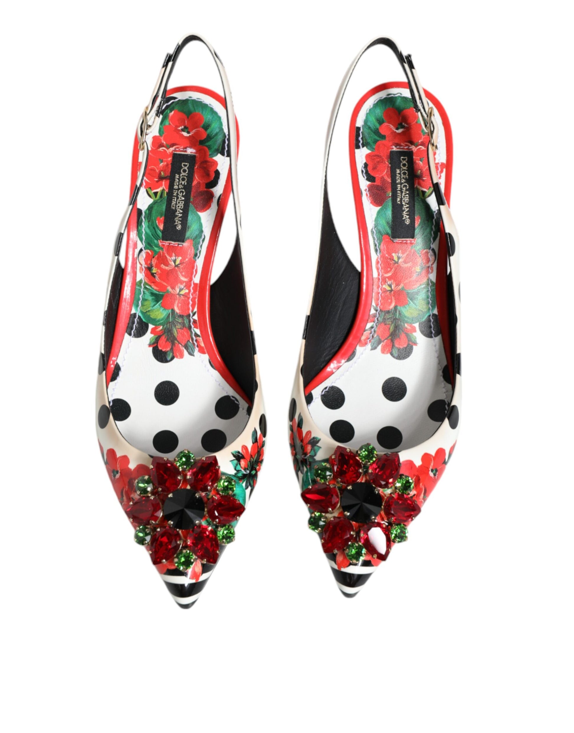 Dolce & Gabbana Multicolor Crystal Heels Slingback Shoes by Dolce & Gabbana