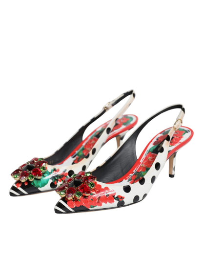 Dolce & Gabbana Multicolor Crystal Heels Slingback Shoes by Dolce & Gabbana