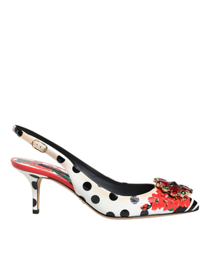 Dolce & Gabbana Multicolor Crystal Heels Slingback Shoes by Dolce & Gabbana