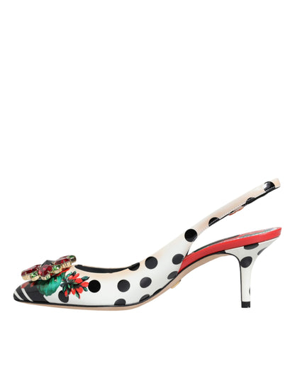 Dolce & Gabbana Multicolor Crystal Heels Slingback Shoes by Dolce & Gabbana