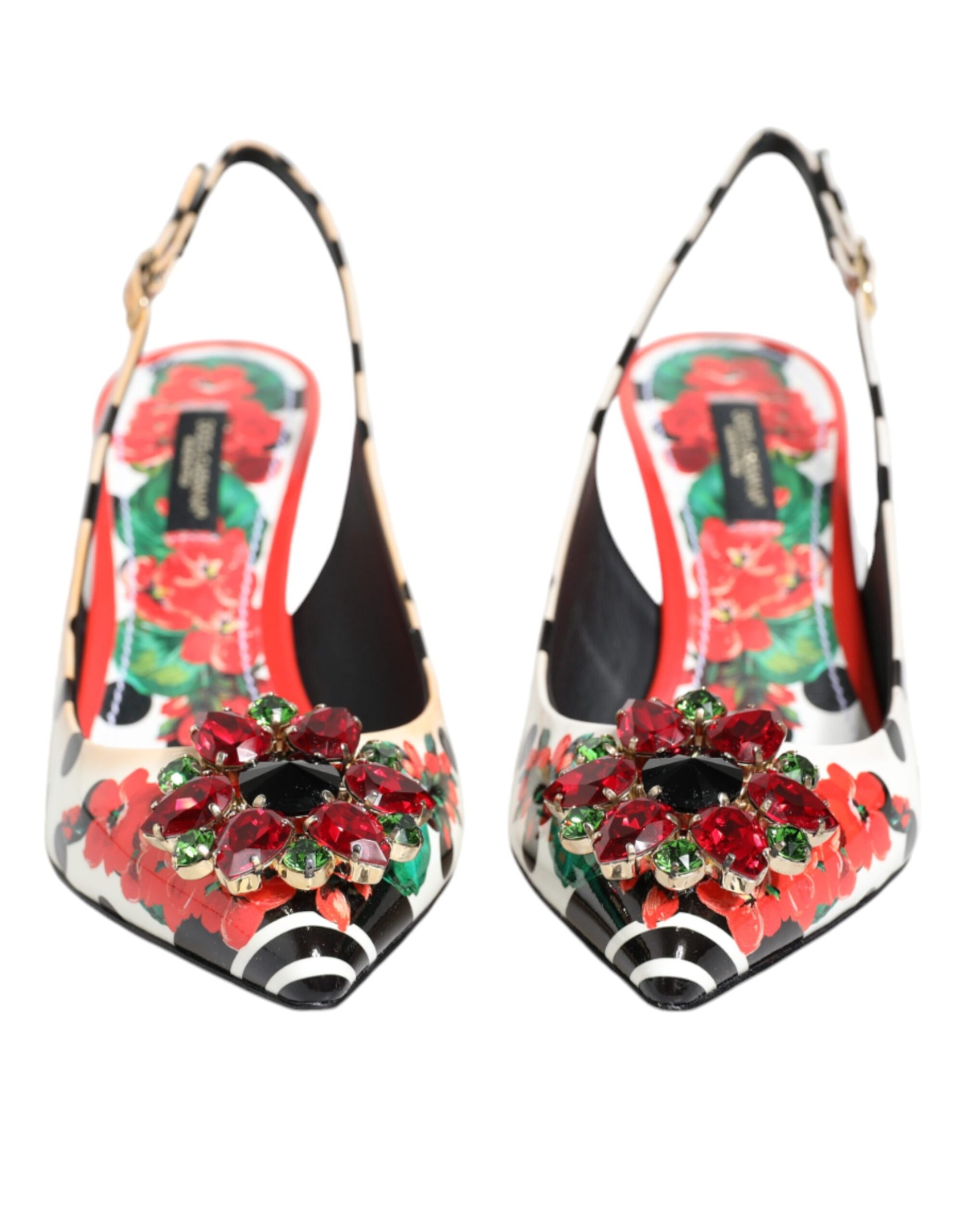 Dolce & Gabbana Multicolor Crystal Heels Slingback Shoes by Dolce & Gabbana