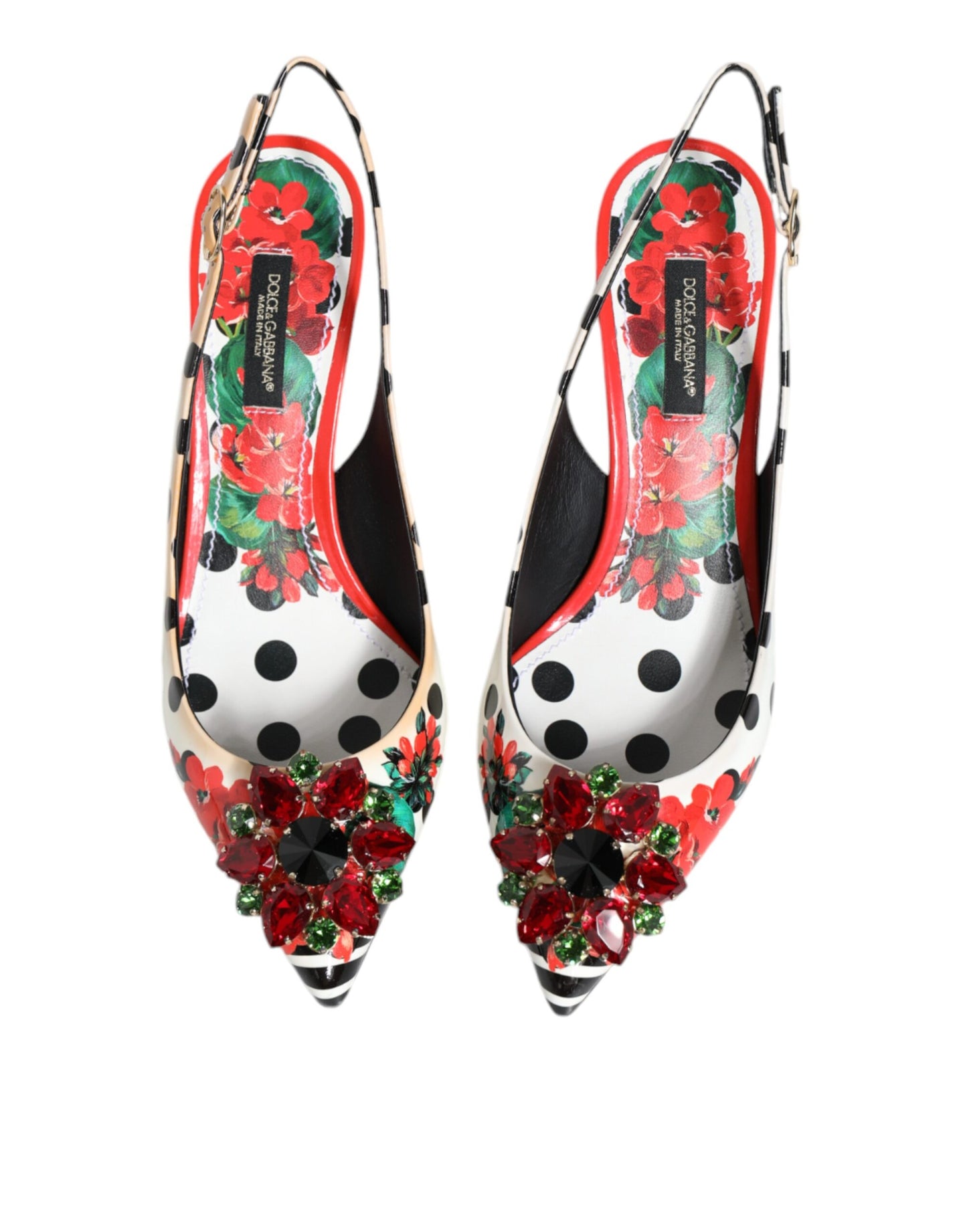 Dolce & Gabbana Multicolor Crystal Heels Slingback Shoes by Dolce & Gabbana