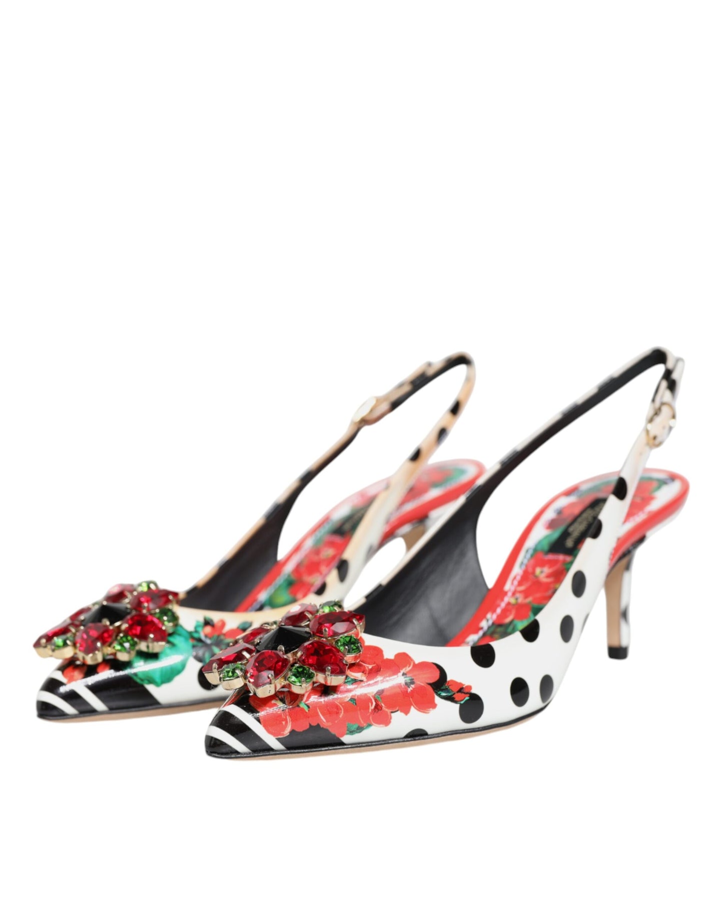 Dolce & Gabbana Multicolor Crystal Heels Slingback Shoes by Dolce & Gabbana