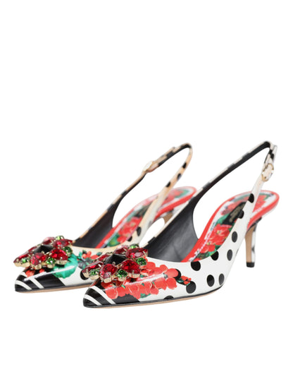 Dolce & Gabbana Multicolor Crystal Heels Slingback Shoes by Dolce & Gabbana