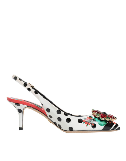 Dolce & Gabbana Multicolor Crystal Heels Slingback Shoes by Dolce & Gabbana