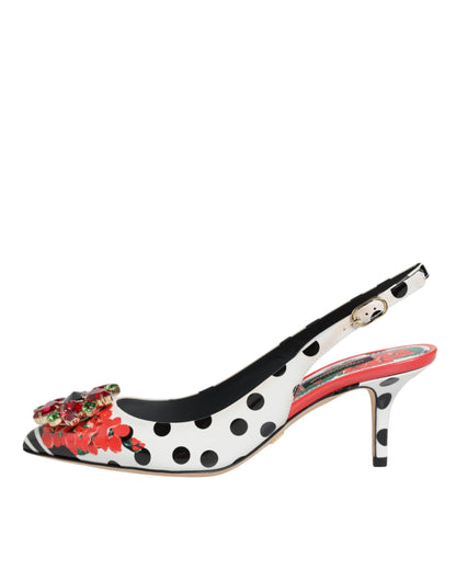 Dolce & Gabbana Multicolor Crystal Heels Slingback Shoes by Dolce & Gabbana