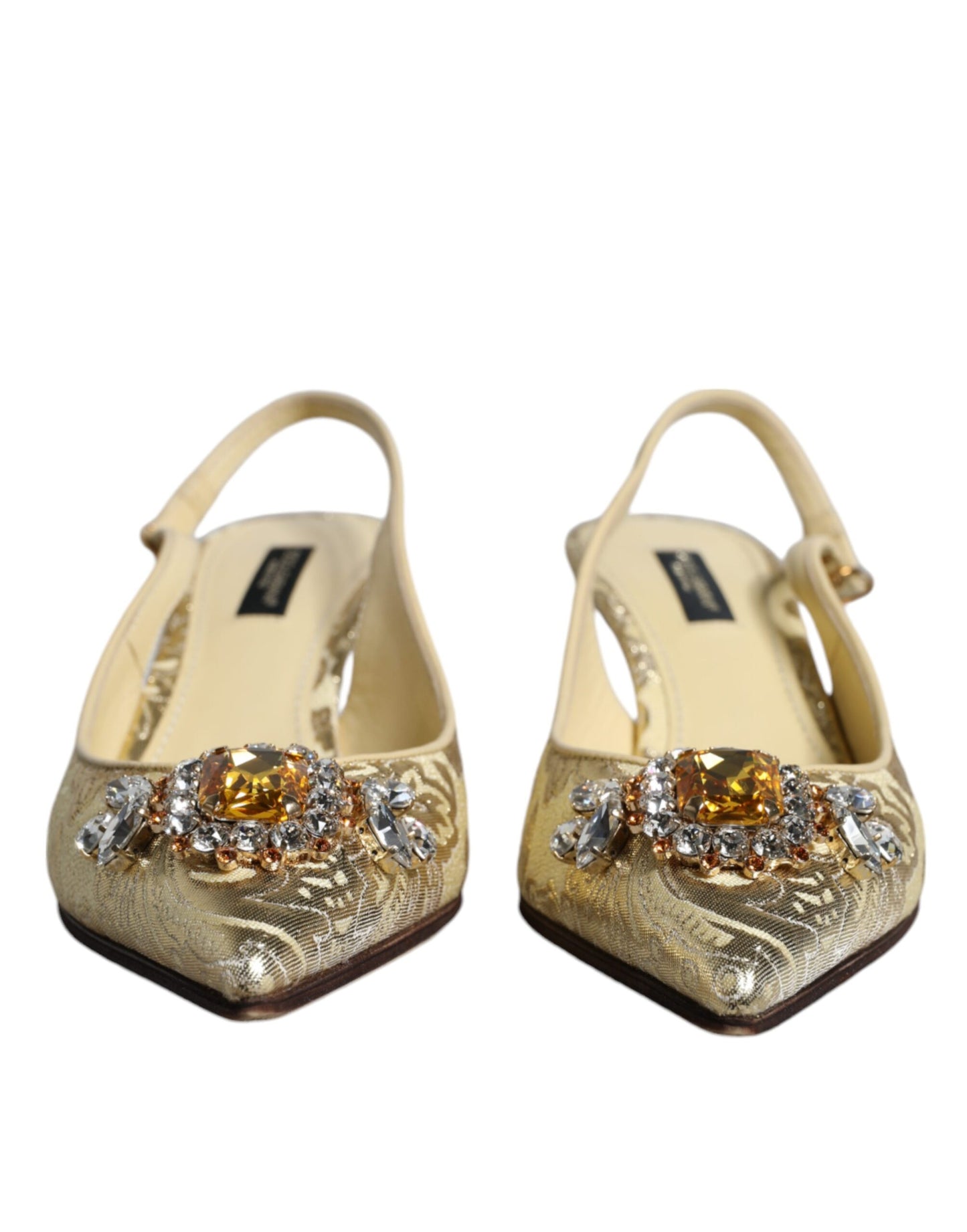 Dolce & Gabbana Gold Crystal Pumps Heels Slingbacks Shoes by Dolce & Gabbana