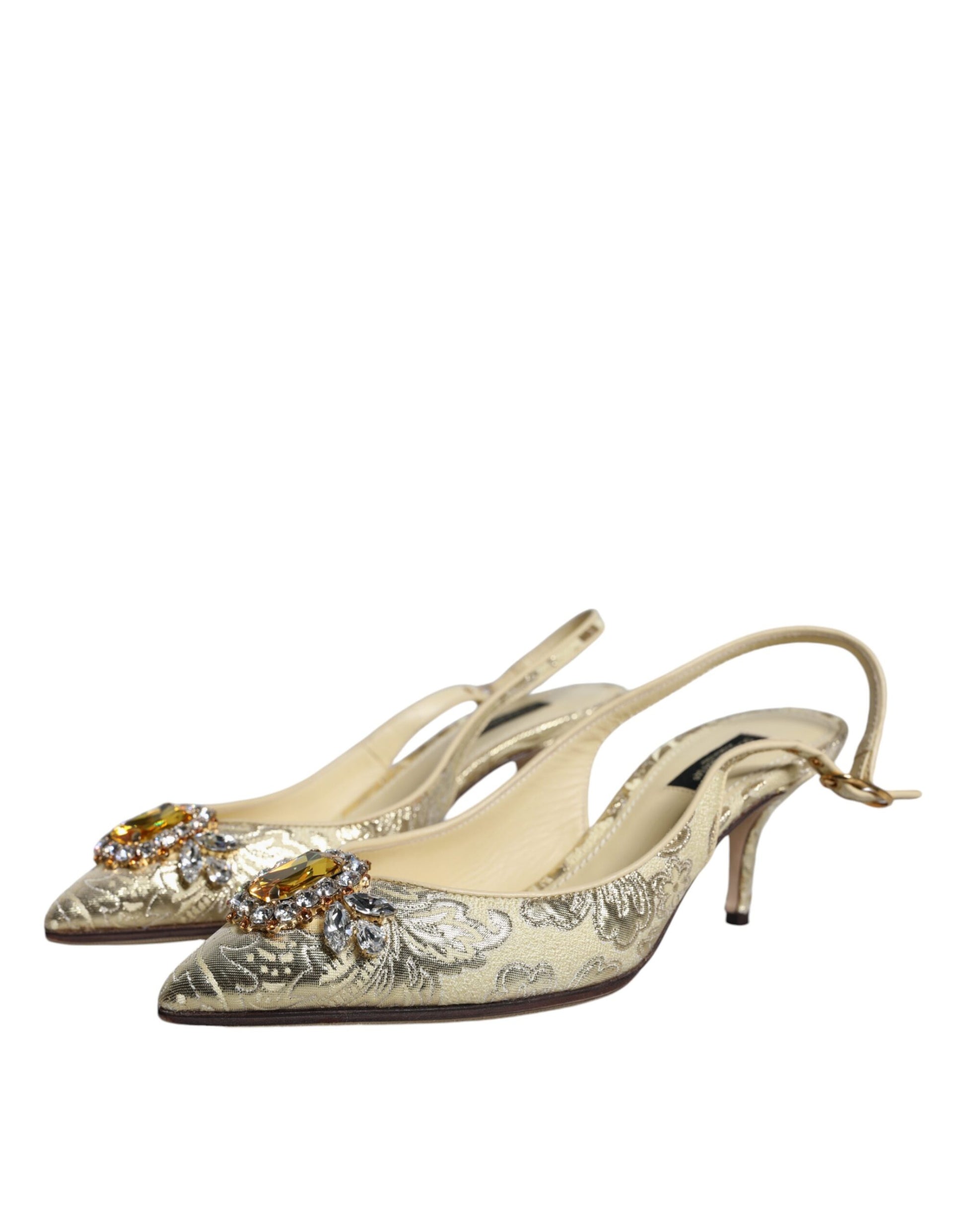 Dolce & Gabbana Gold Crystal Pumps Heels Slingbacks Shoes by Dolce & Gabbana