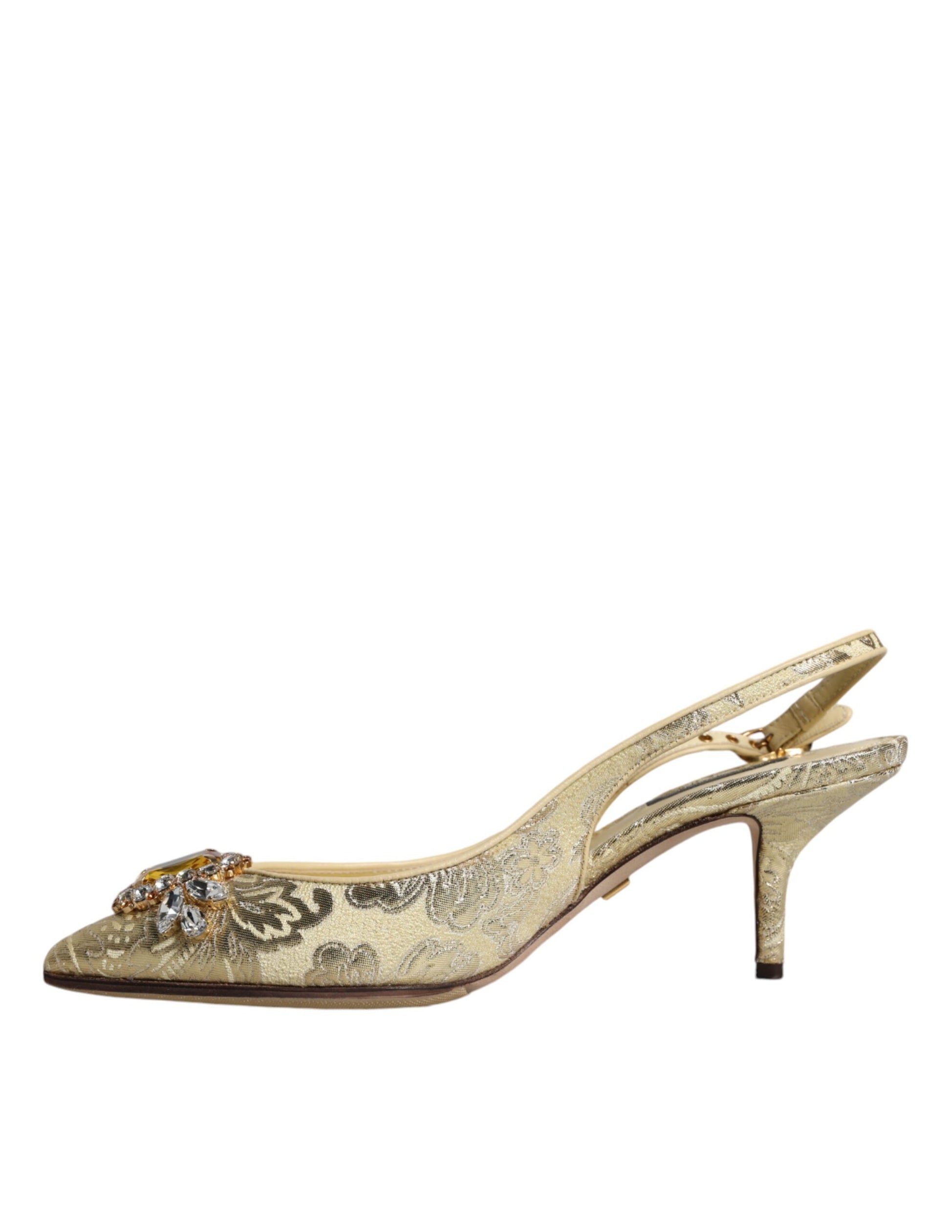 Dolce & Gabbana Gold Crystal Pumps Heels Slingbacks Shoes by Dolce & Gabbana