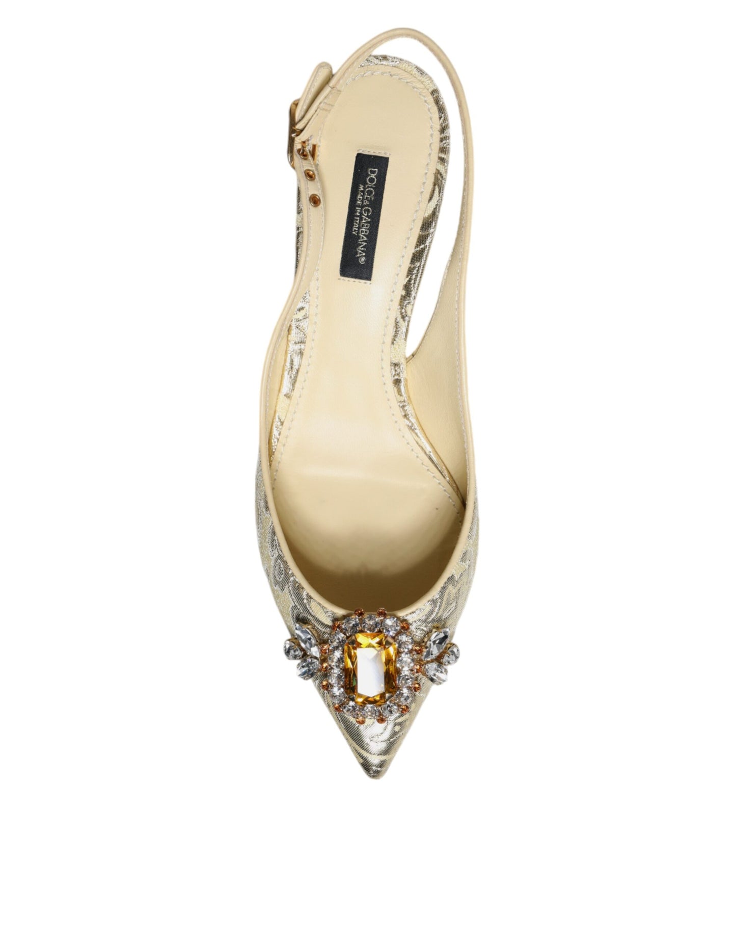 Dolce & Gabbana Gold Crystal Pumps Heels Slingbacks Shoes by Dolce & Gabbana