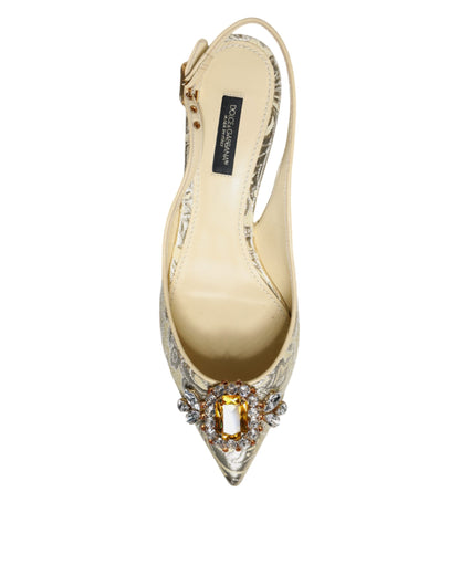 Dolce & Gabbana Gold Crystal Pumps Heels Slingbacks Shoes by Dolce & Gabbana