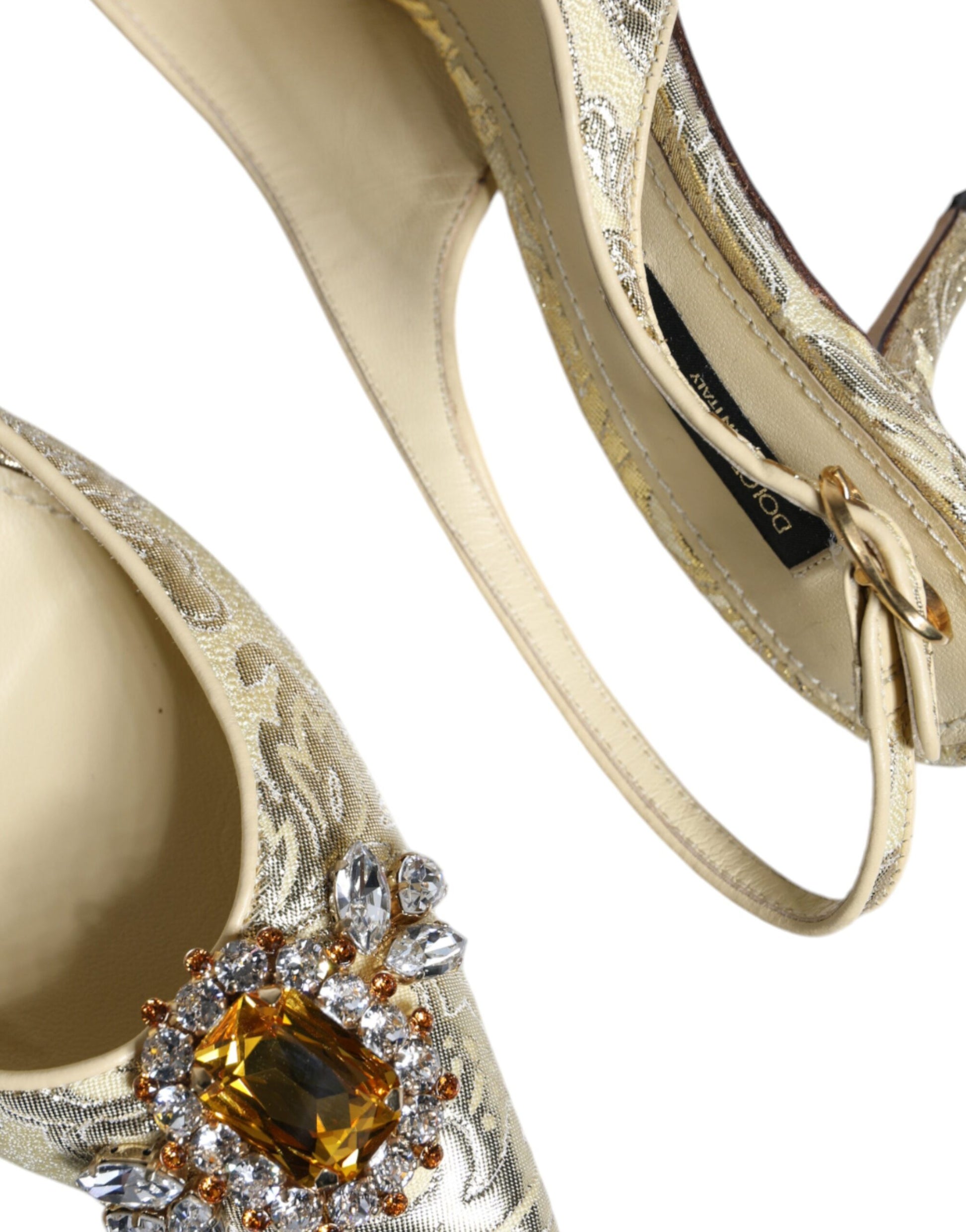 Dolce & Gabbana Gold Crystal Pumps Heels Slingbacks Shoes by Dolce & Gabbana