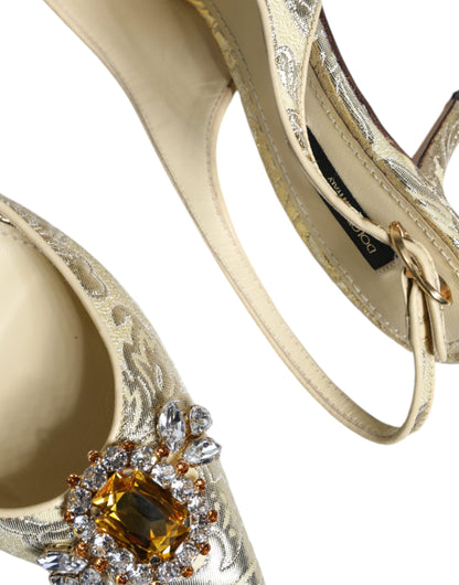 Dolce & Gabbana Gold Crystal Pumps Heels Slingbacks Shoes by Dolce & Gabbana