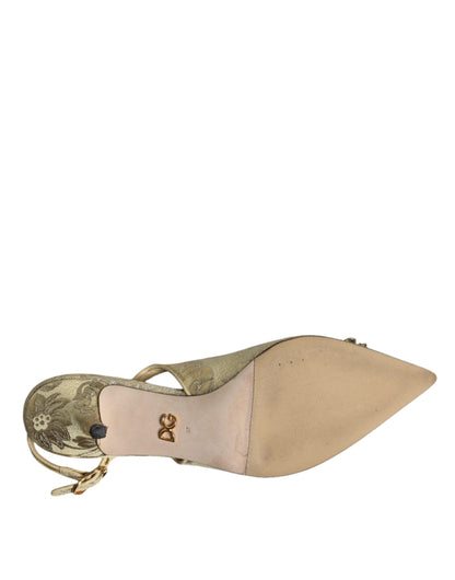 Dolce & Gabbana Gold Crystal Pumps Heels Slingbacks Shoes by Dolce & Gabbana