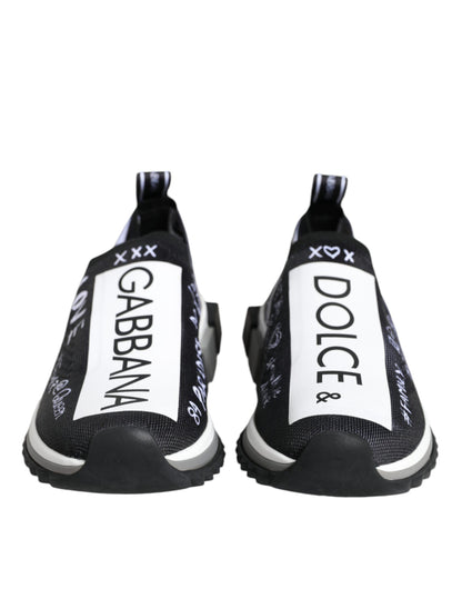 Dolce & Gabbana Black White Sorrento Low Top Sneakers Shoes by Dolce & Gabbana