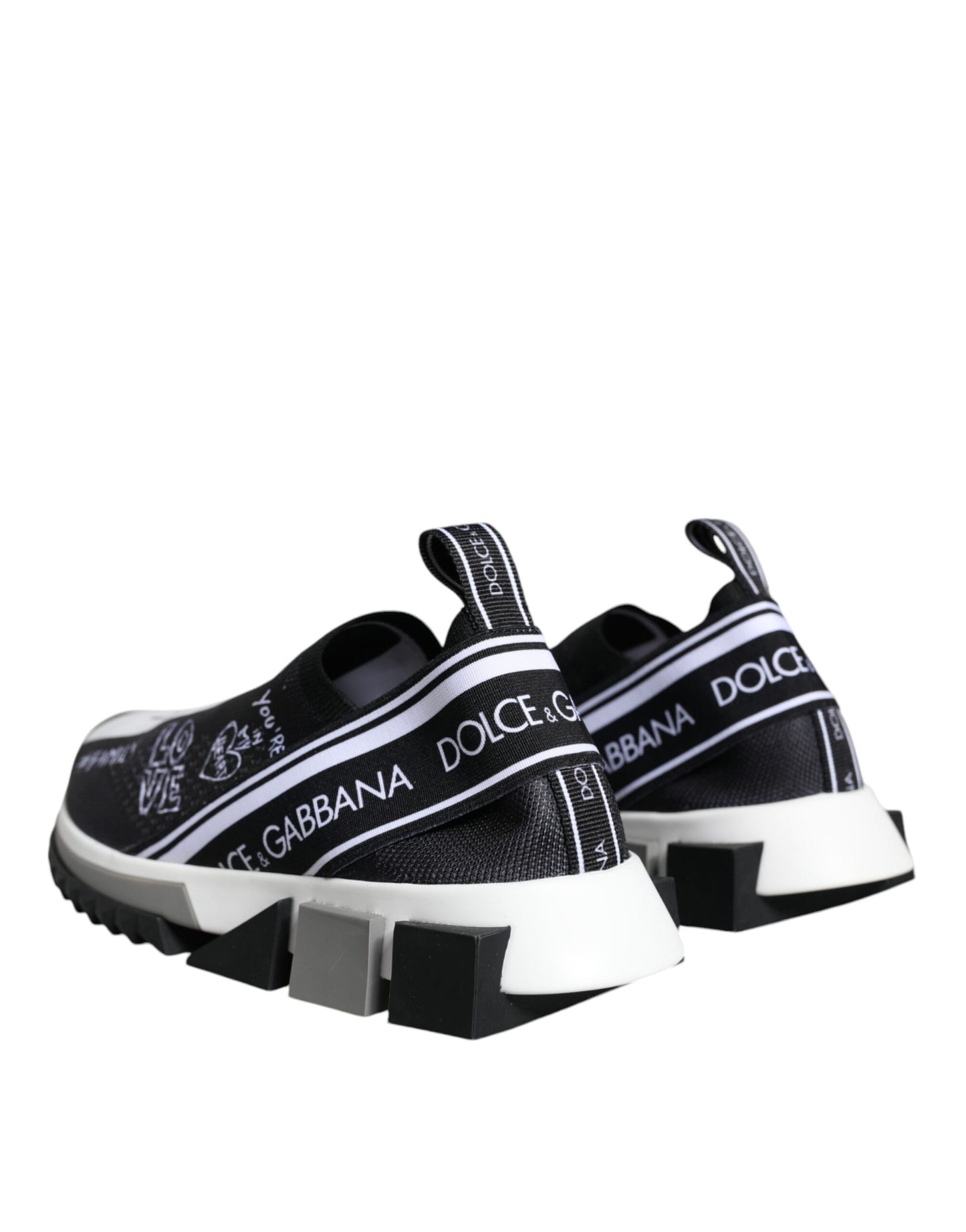 Dolce & Gabbana Black White Sorrento Low Top Sneakers Shoes by Dolce & Gabbana