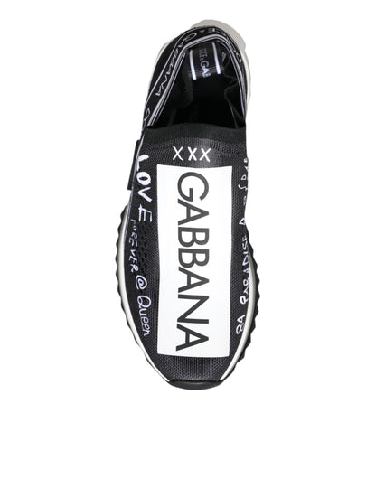 Dolce & Gabbana Black White Sorrento Low Top Sneakers Shoes by Dolce & Gabbana