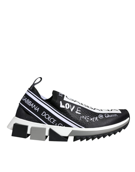 Dolce & Gabbana Black White Sorrento Low Top Sneakers Shoes by Dolce & Gabbana