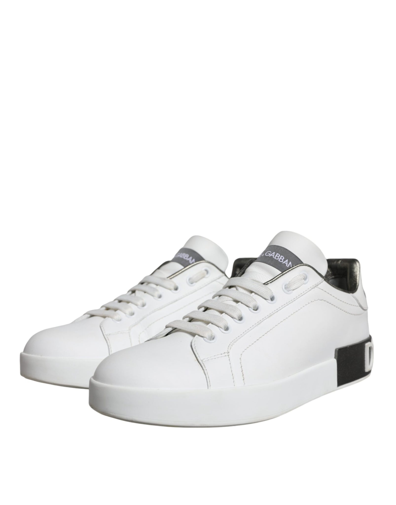 Dolce & Gabbana White Leather Portofino Low Top Sneakers