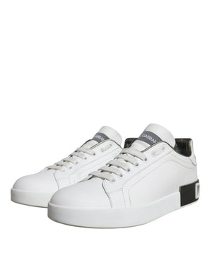 Dolce & Gabbana White Leather Portofino Low Top Sneakers