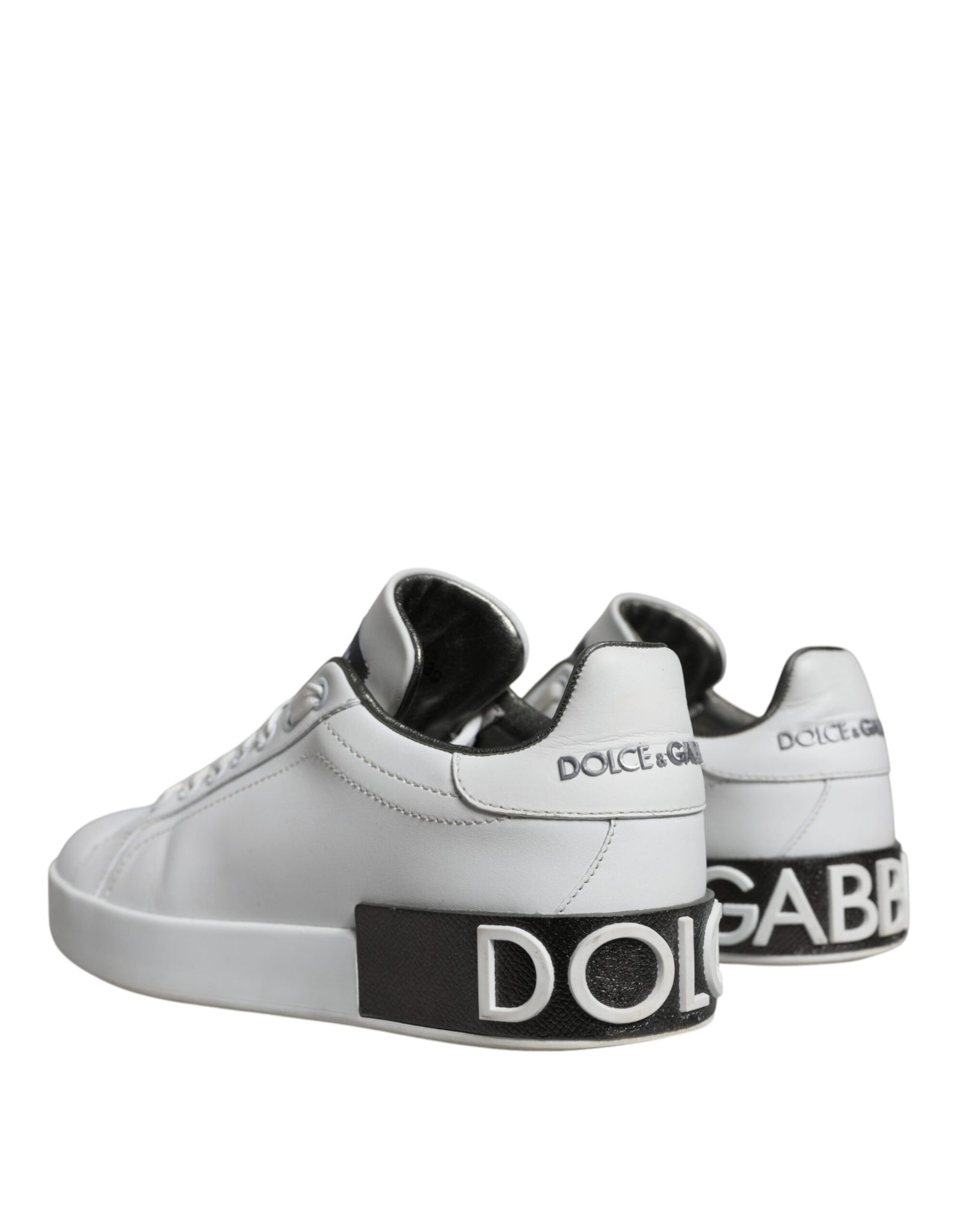 Dolce & Gabbana White Leather Portofino Low Top Sneakers
