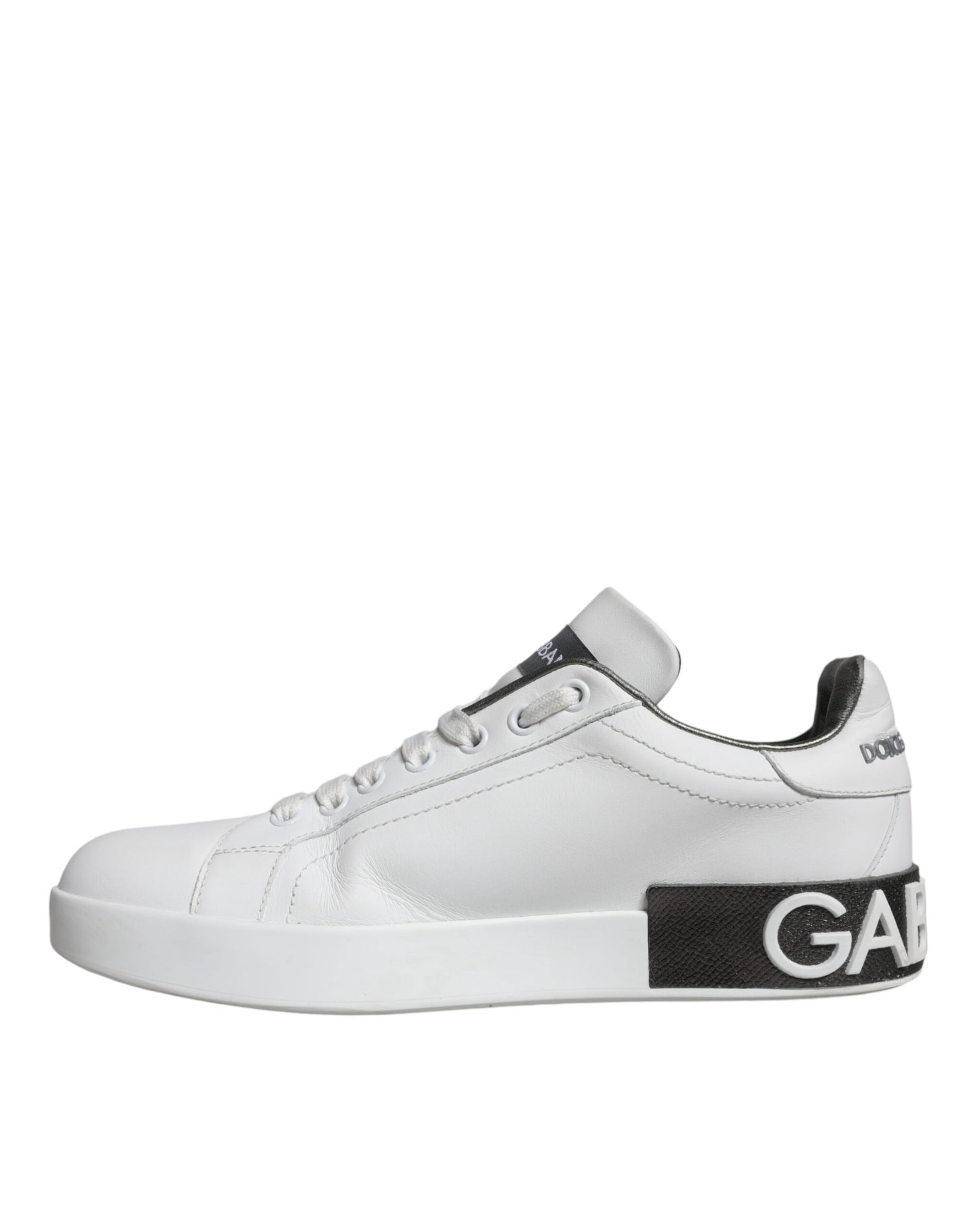 Dolce & Gabbana White Leather Portofino Low Top Sneakers