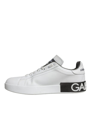 Dolce & Gabbana White Leather Portofino Low Top Sneakers