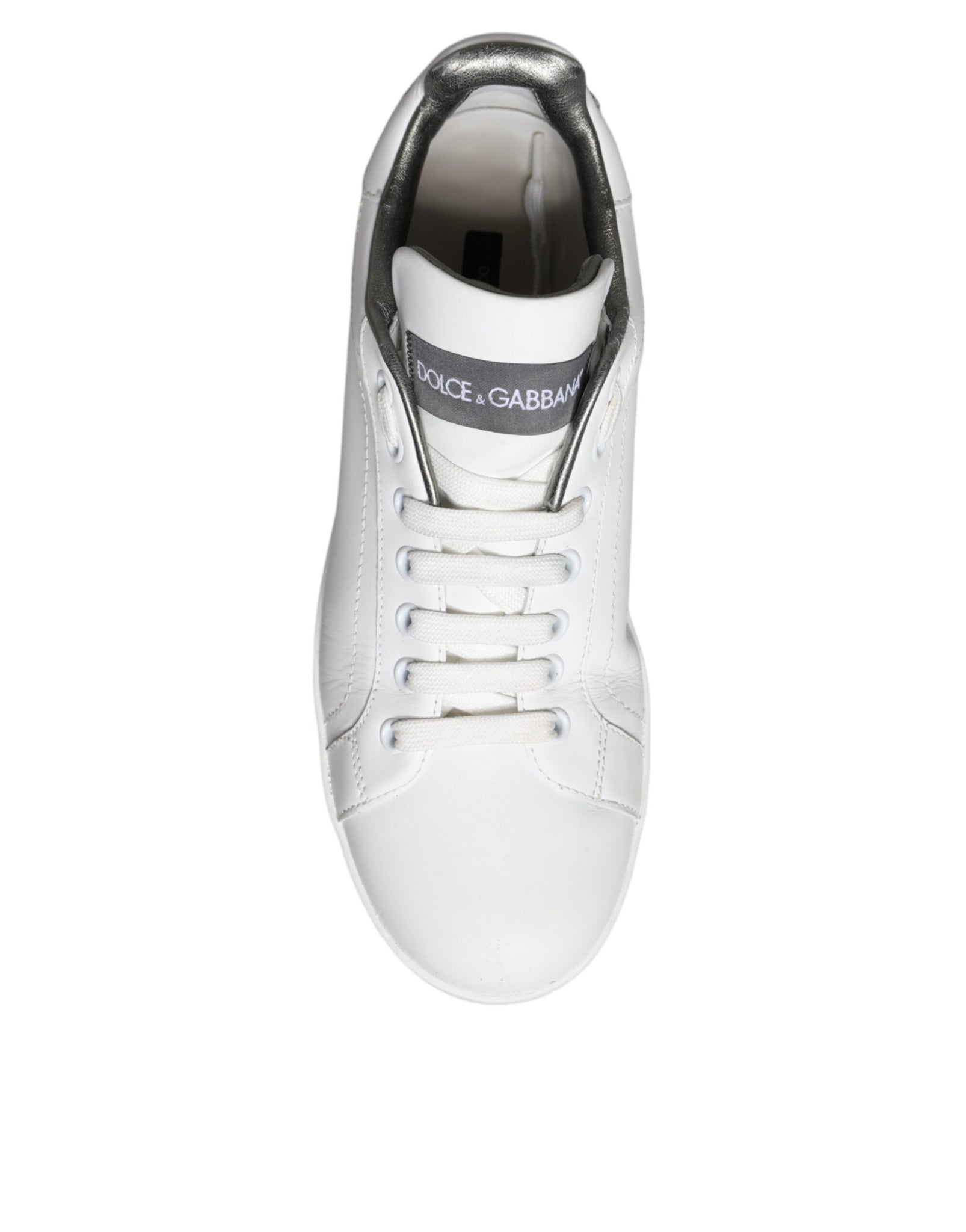 Dolce & Gabbana White Leather Portofino Low Top Sneakers