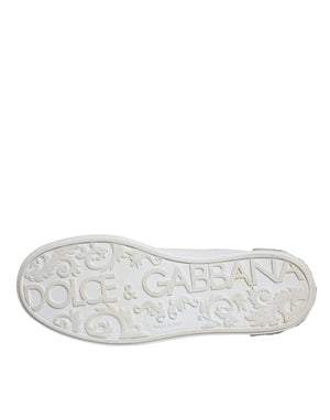 Dolce & Gabbana White Leather Portofino Low Top Sneakers