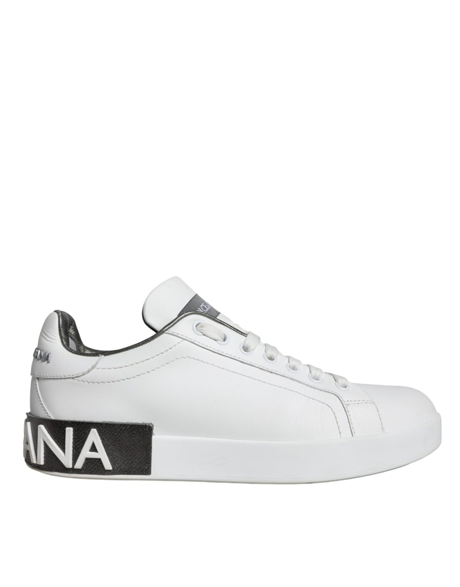 Dolce & Gabbana White Leather Portofino Low Top Sneakers