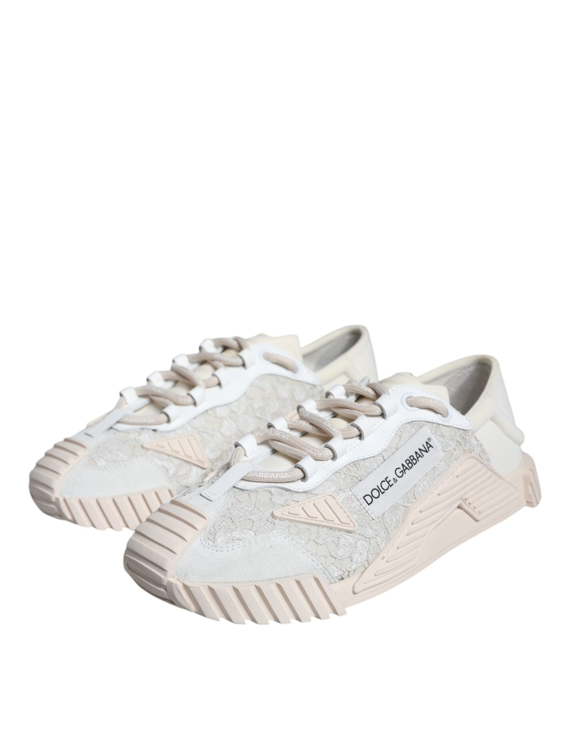 Dolce & Gabbana White Lace NS1 Low Top Sneaker Sports Shoes by Dolce & Gabbana