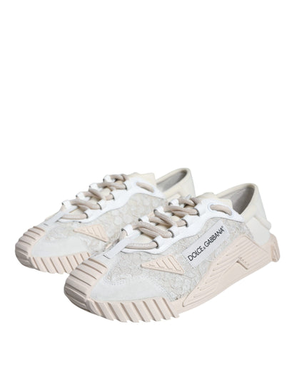Dolce & Gabbana White Lace NS1 Low Top Sneaker Sports Shoes by Dolce & Gabbana